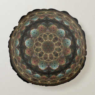 Sacred esoteric fractal round ornament cushion
