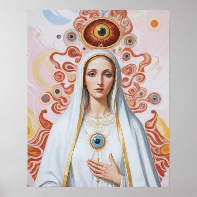 Sacred Evil Eye Protection Mary Poster (Front)