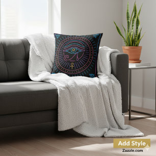 Sacred Eye of Horus Amulet Mystique Cushion
