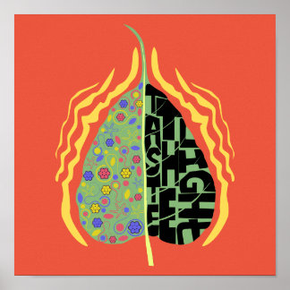 sacred fig leaf artistic poster