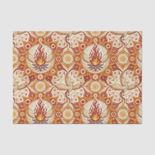 Sacred Flame Lotus Mandala - Fire Phoenix Pattern Tissue Paper