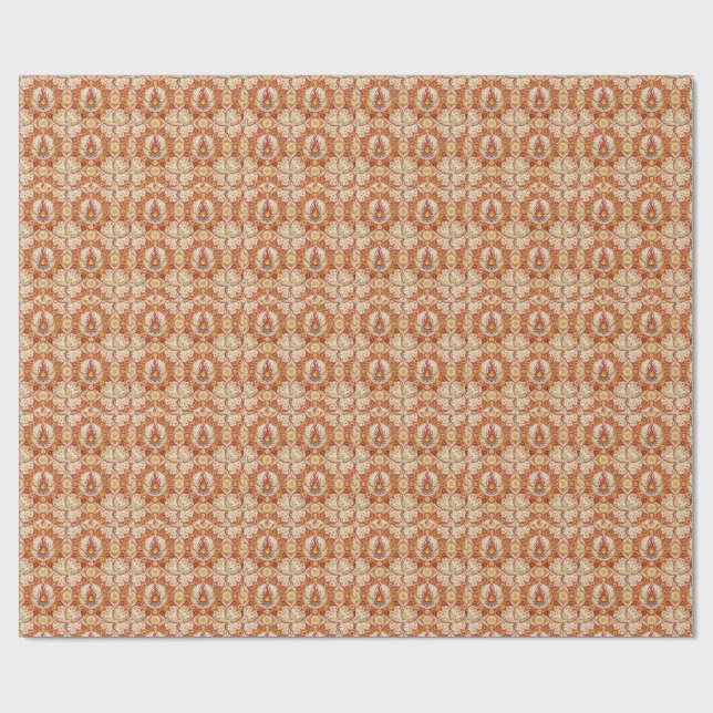 Sacred Flame Lotus Mandala - Fire Phoenix Pattern Wrapping Paper (Flat)