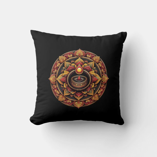 Sacred Flame Mandala Cushion (Front)