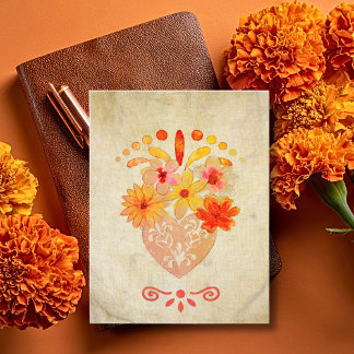 Sacred Floral Heart Mexican Baroque Charm Card