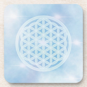 sacred geometric, blue, flower of life, coaster, coaster