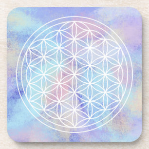 sacred geometric, pink, flower of life, coaster, coaster
