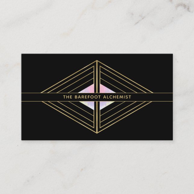 *~* Sacred Geometry Alchemy Boho Gold Triangle Business Card (Front)