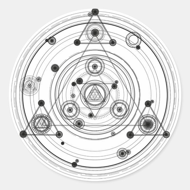 Sacred geometry and geometric alchemy design classic round sticker (Front)