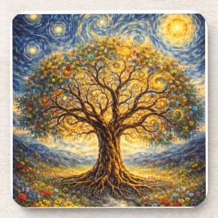 Sacred geometry art  tree coaster