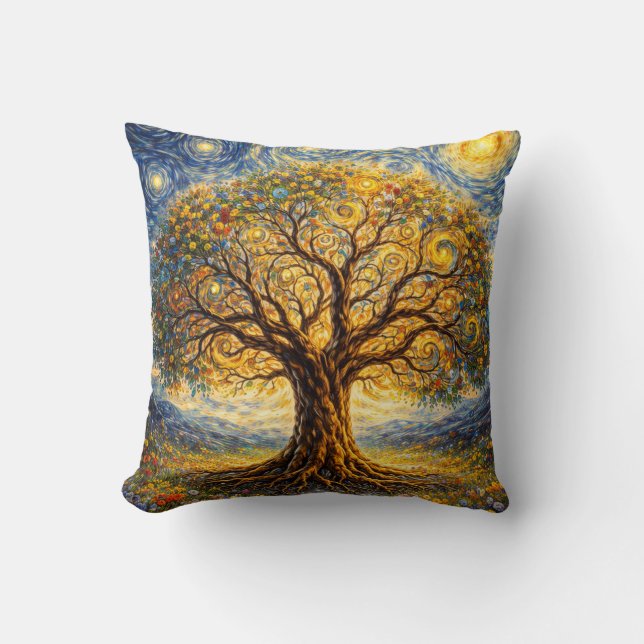 Sacred geometry art  tree cushion (Front)