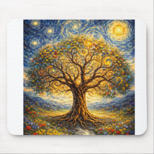 Sacred geometry art tree mouse pad