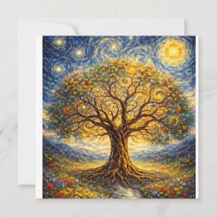 Sacred geometry art  tree thank you card