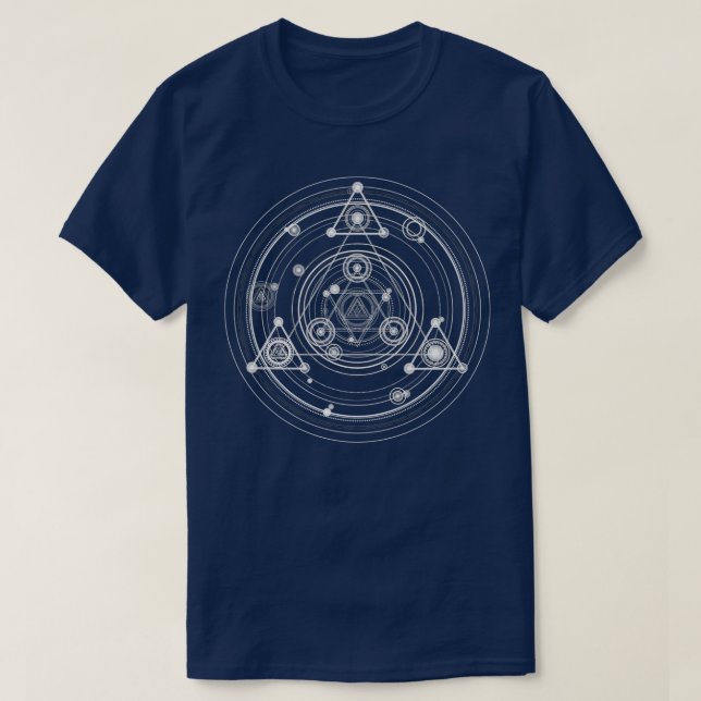 Sacred geometry black and white geometric art T-Shirt (Design Front)