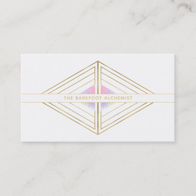 *~* Sacred Geometry Boho Gold Triangle  Alchemy Business Card (Front)