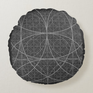 Sacred Geometry Circles Flower of Life Round Cushion