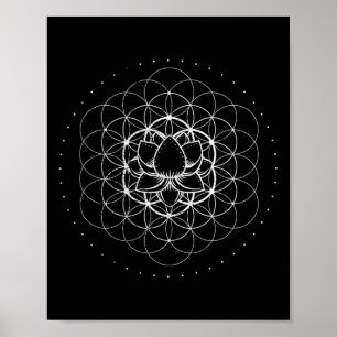 Sacred Geometry Flower Of Life Yoga Lotus Dmt Mand Poster