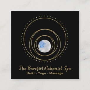 *~* Sacred Geometry Gold Geometric Boho Cosmic Square Business Card