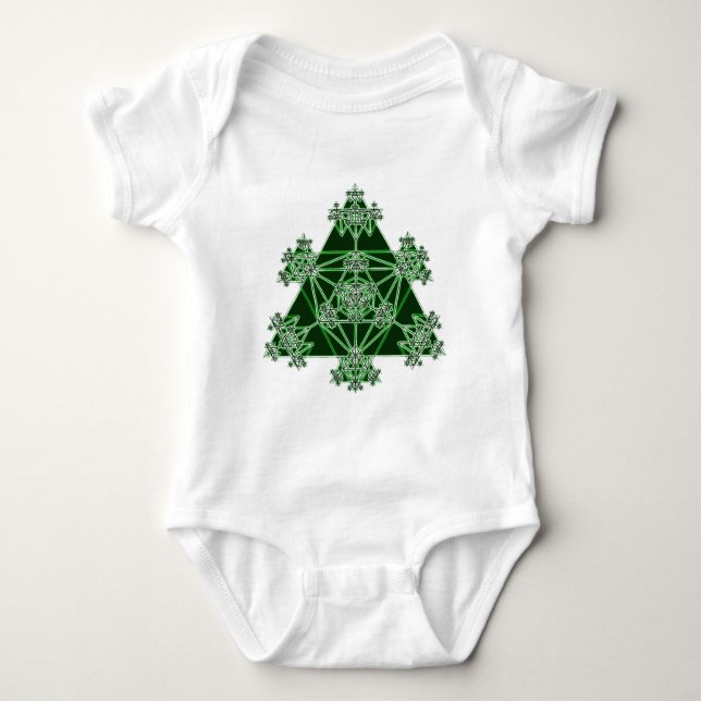 Sacred Geometry: Green Triangles: Baby Bodysuit (Front)