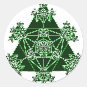 Sacred Geometry: Green Triangles: Classic Round Sticker