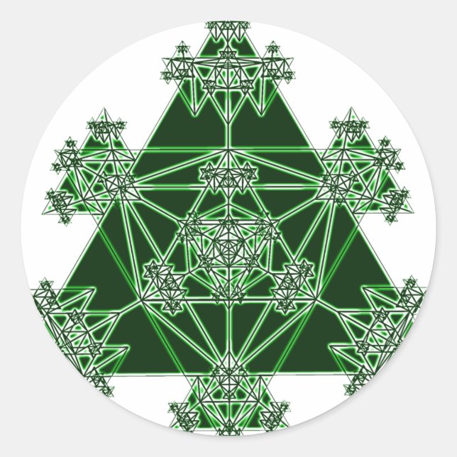 Sacred Geometry: Green Triangles: Classic Round Sticker (Front)