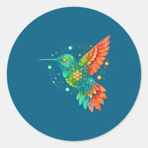 Sacred Geometry Hummingbird Mystic Celestial Desig Classic Round Sticker