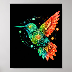 Sacred Geometry Hummingbird Mystic Celestial Desig Poster