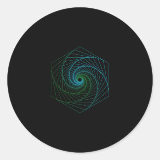 Sacred Geometry - LineArt Blue and Green Classic Round Sticker