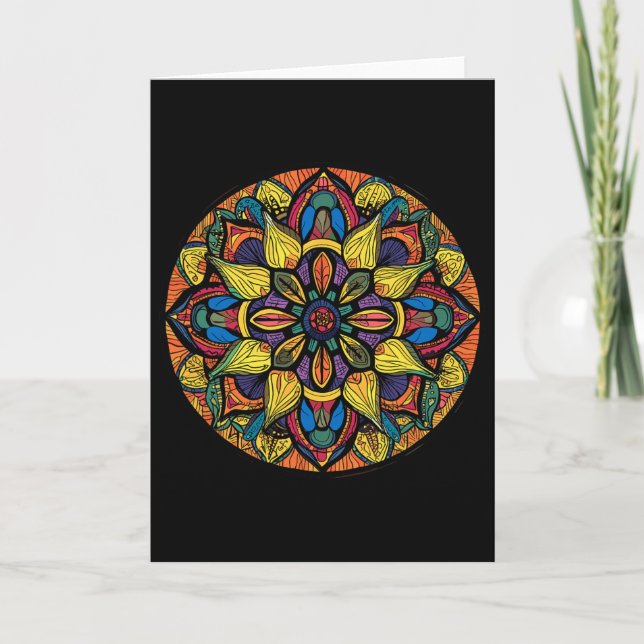 Sacred Geometry Mandala Abstract Floral Pattern  Card (Front)