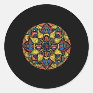Sacred Geometry Mandala Abstract Floral Pattern Classic Round Sticker