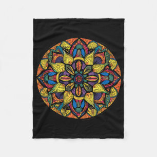 Sacred Geometry Mandala Abstract Floral Pattern Fleece Blanket