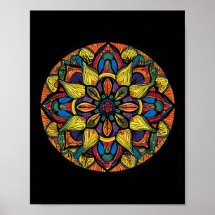 Sacred Geometry Mandala Abstract Floral Pattern Poster