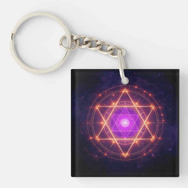Sacred Geometry Mandala – Light Within the Cosmos Key Ring (Front)