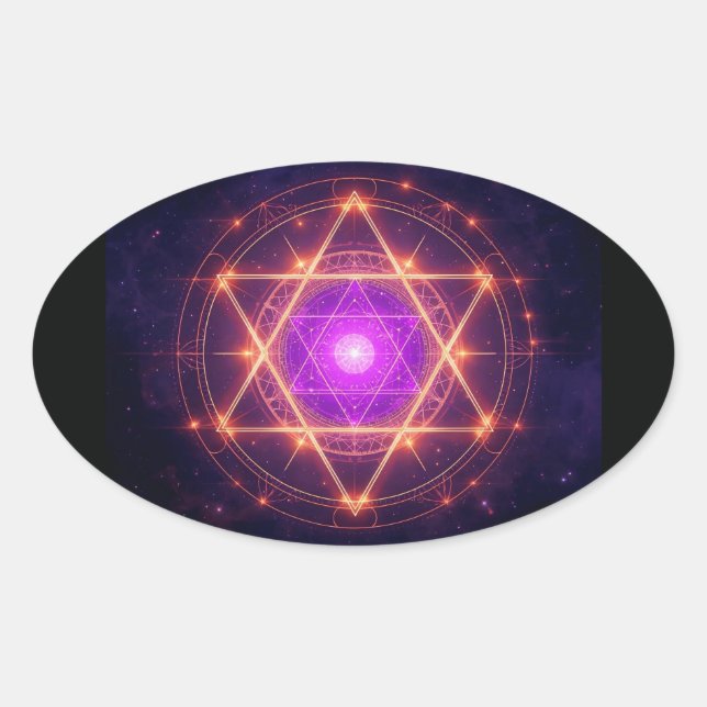 Sacred Geometry Mandala – Light Within the Cosmos Oval Sticker (Front)