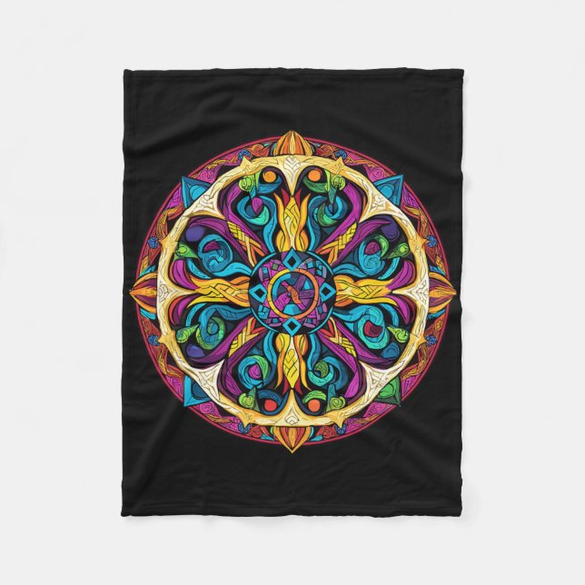Sacred Geometry Mandala Pattern  Fleece Blanket (Front)