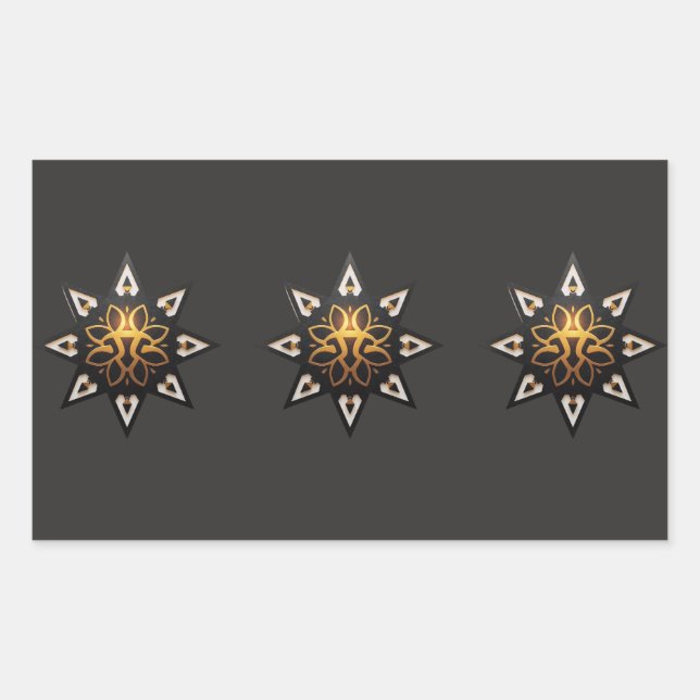 🌟Sacred Geometry Mandala – Timeless Golden Star Rectangular Sticker (Front)