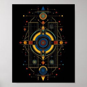 Sacred Geometry Metatron Abstract Art Aztec Spirit Poster