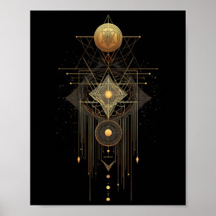 Sacred Geometry Metatron Abstract Art Deco Spiritu Poster