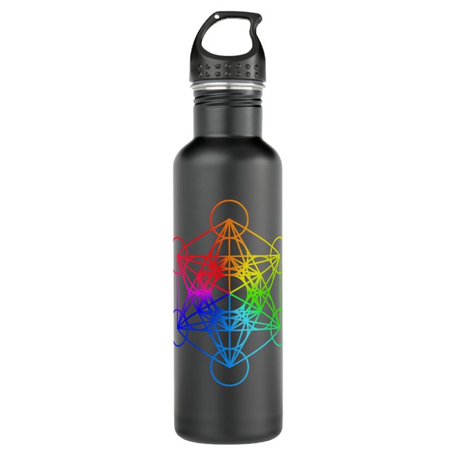 Sacred Geometry Metatron Cube 710 Ml Water Bottle (Front)
