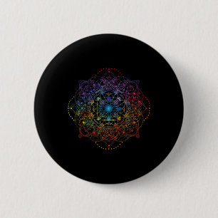 Sacred Geometry Metatron Cube Colourful Spiritual 6 Cm Round Badge