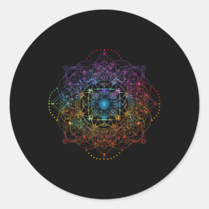 Sacred Geometry Metatron Cube Colourful Spiritual Classic Round Sticker