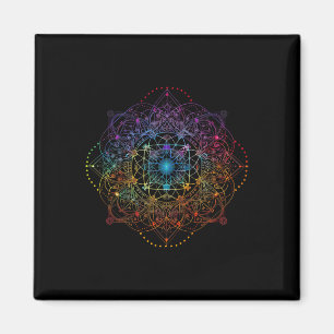 Sacred Geometry Metatron Cube Colourful Spiritual Magnet