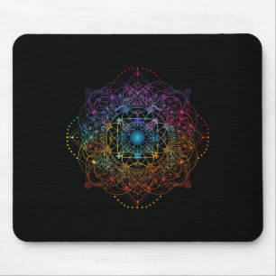 Sacred Geometry Metatron Cube Colourful Spiritual Mouse Pad