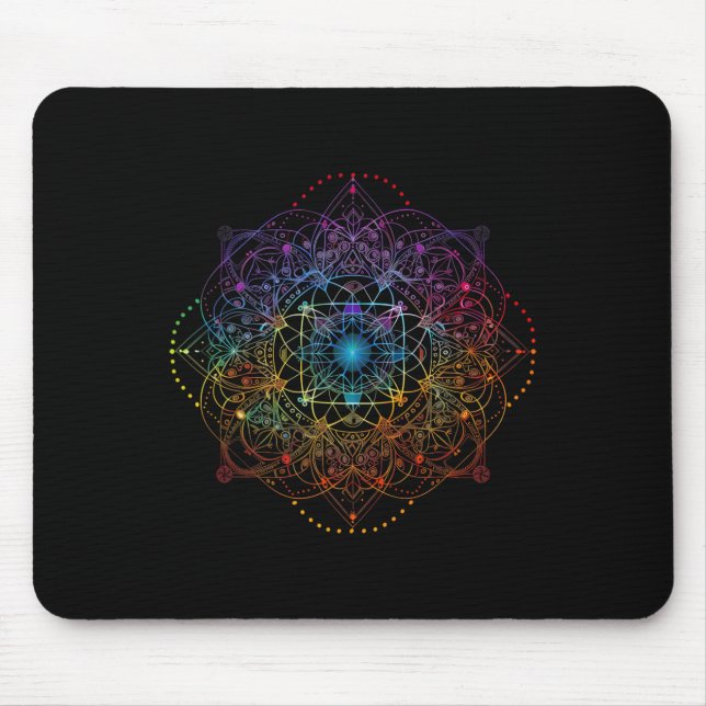 Sacred Geometry Metatron Cube Colourful Spiritual  Mouse Pad (Front)