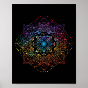 Sacred Geometry Metatron Cube Colourful Spiritual Poster