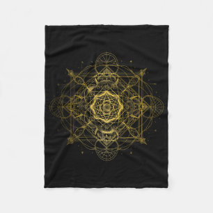 Sacred Geometry Metatron Cube Spiritual Yoga _2 Fleece Blanket