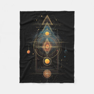 Sacred Geometry Metatron Cube Spiritual Yoga _4 Fleece Blanket