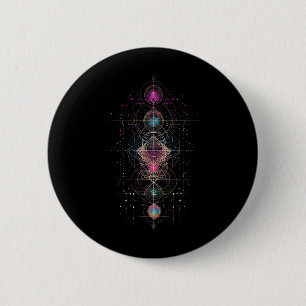 Sacred Geometry Metatron Cube Spiritual Yoga 6 Cm Round Badge