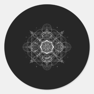Sacred Geometry Metatron Cube Spiritual Yoga _9  Classic Round Sticker