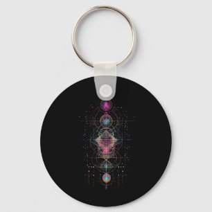 Sacred Geometry Metatron Cube Spiritual Yoga Key Ring
