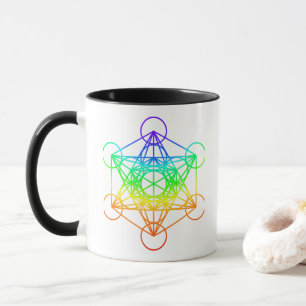 Sacred Geometry Metatron's Cube in raibow colours Mug